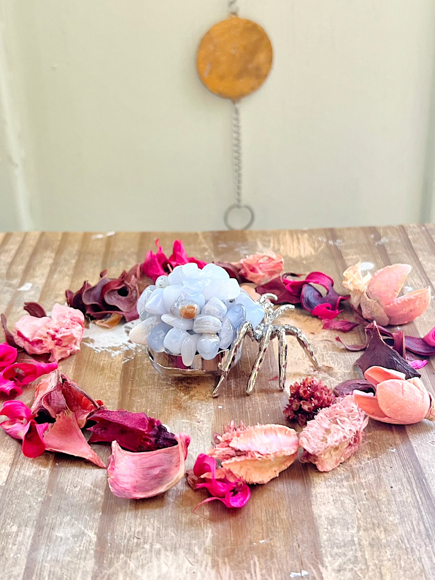 Blue Lace Agate Spider Carving