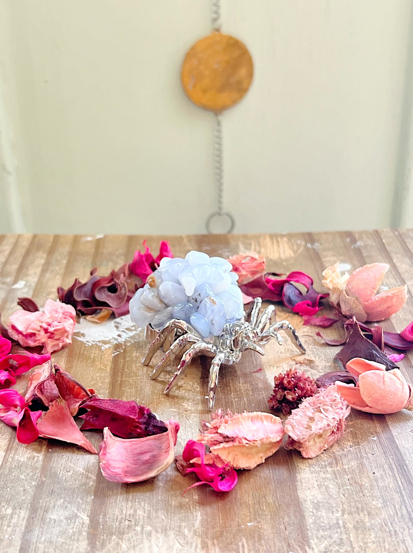 Blue Lace Agate Spider Carving