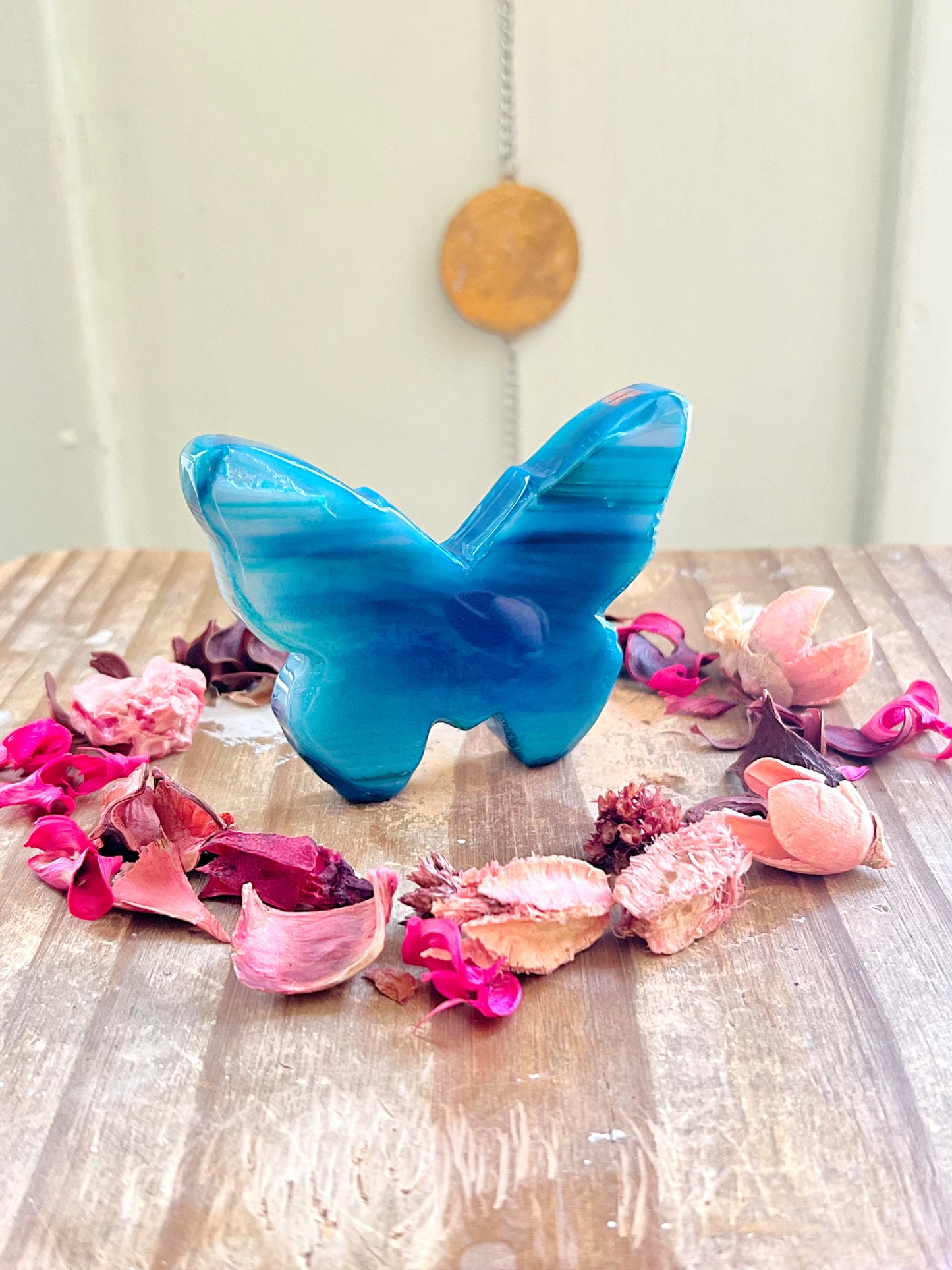 Blue Agate Butterfly Carvings