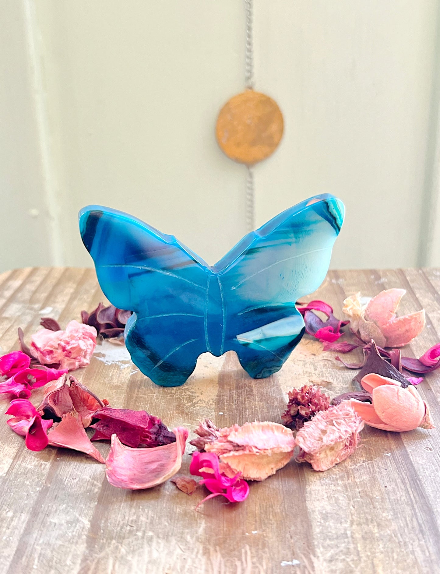 Blue Agate Butterfly Carvings