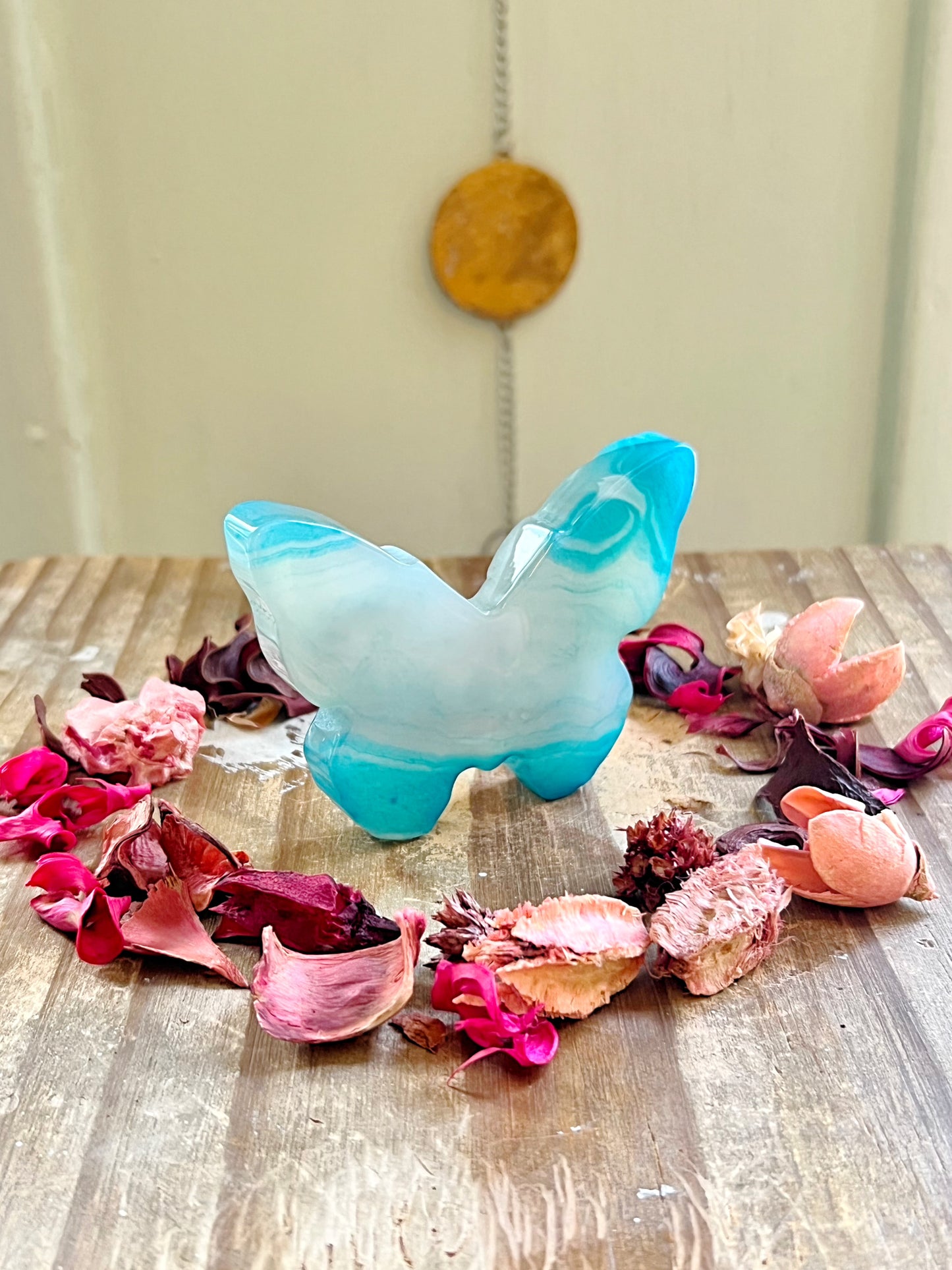 Blue Agate Butterfly Carvings