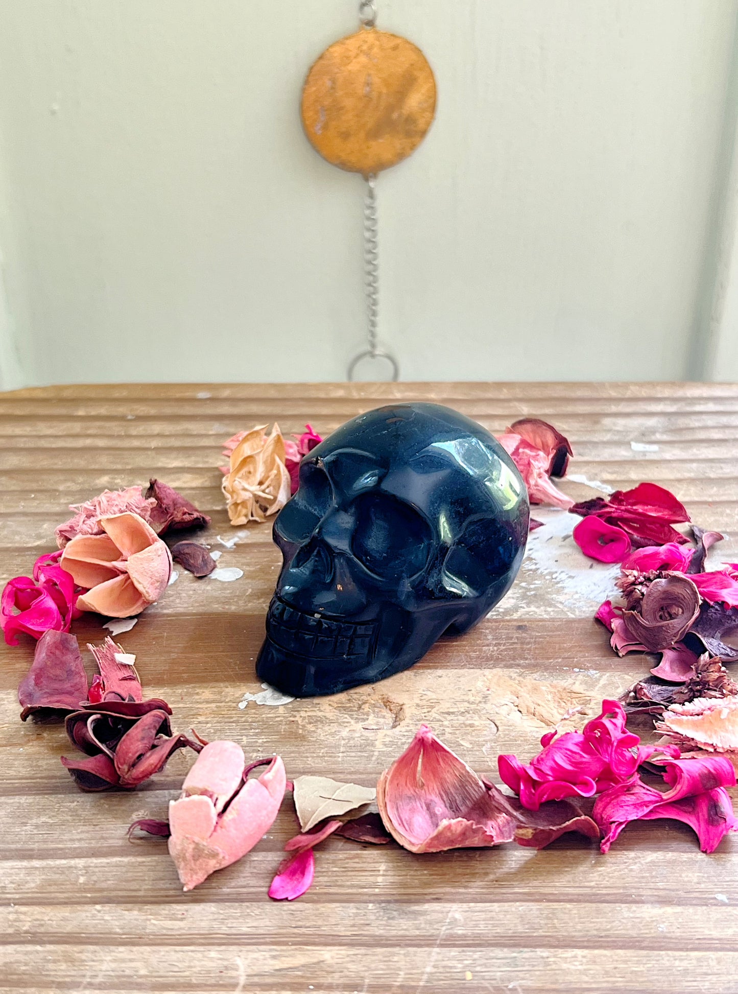 Blue Rose Fluorite Skull UV REACTIVE
