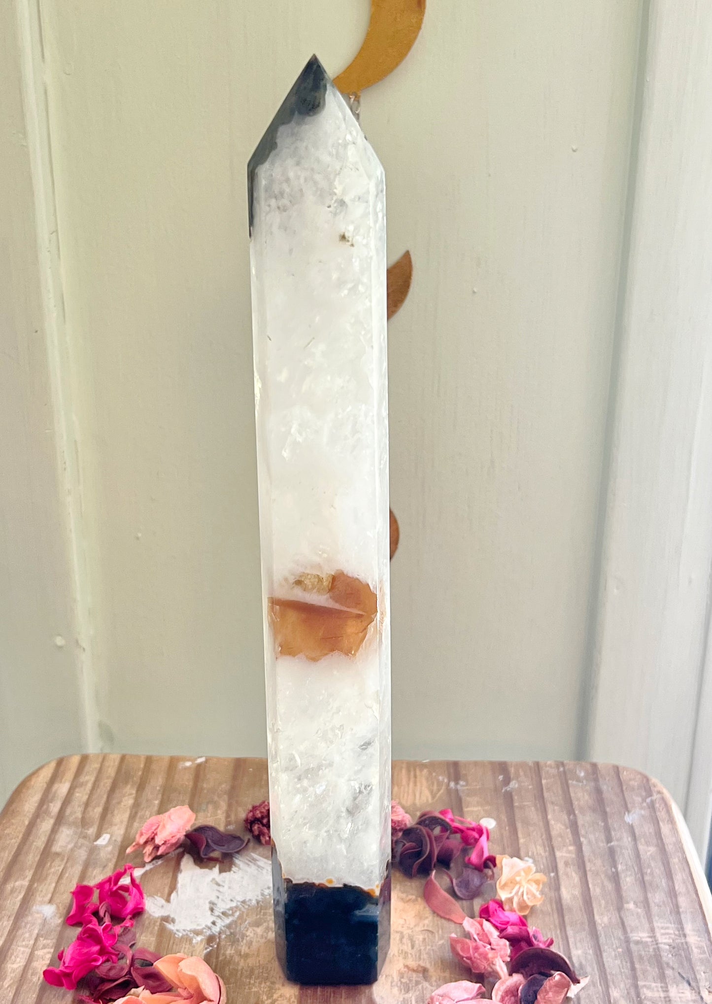 XXL Moss Agate x Yellow Calcite x Quartz Tower