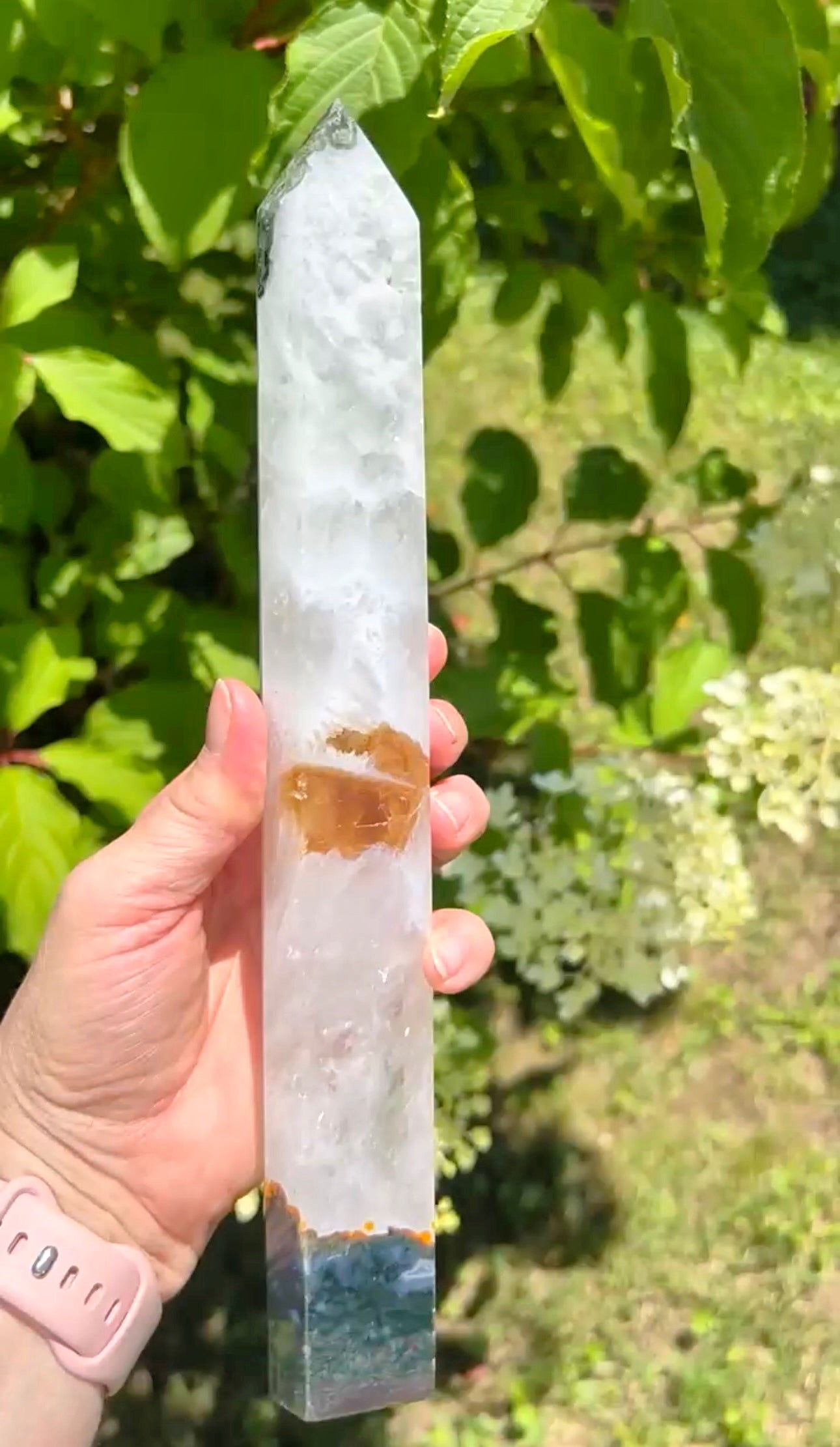 XXL Moss Agate x Yellow Calcite x Quartz Tower
