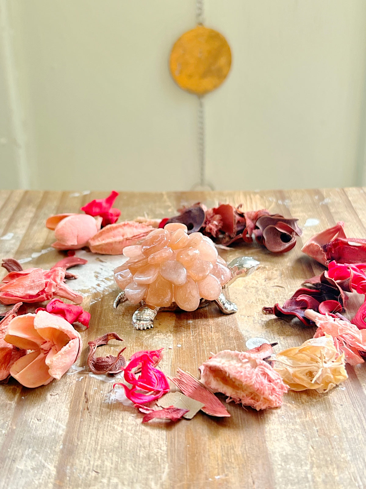 Peach Moonstone x Sunstone Turtle Carving