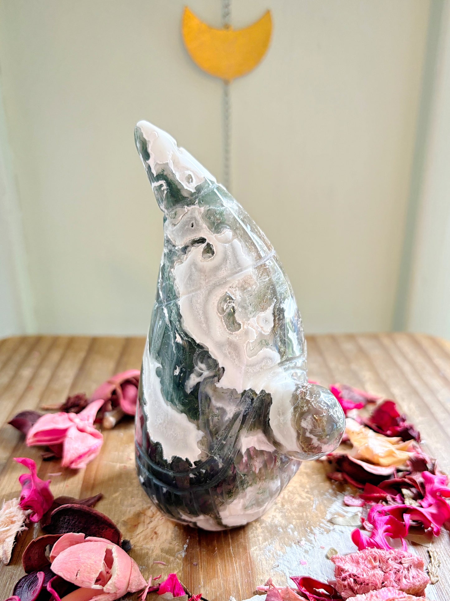 XL Moss Agate Gnome Carving