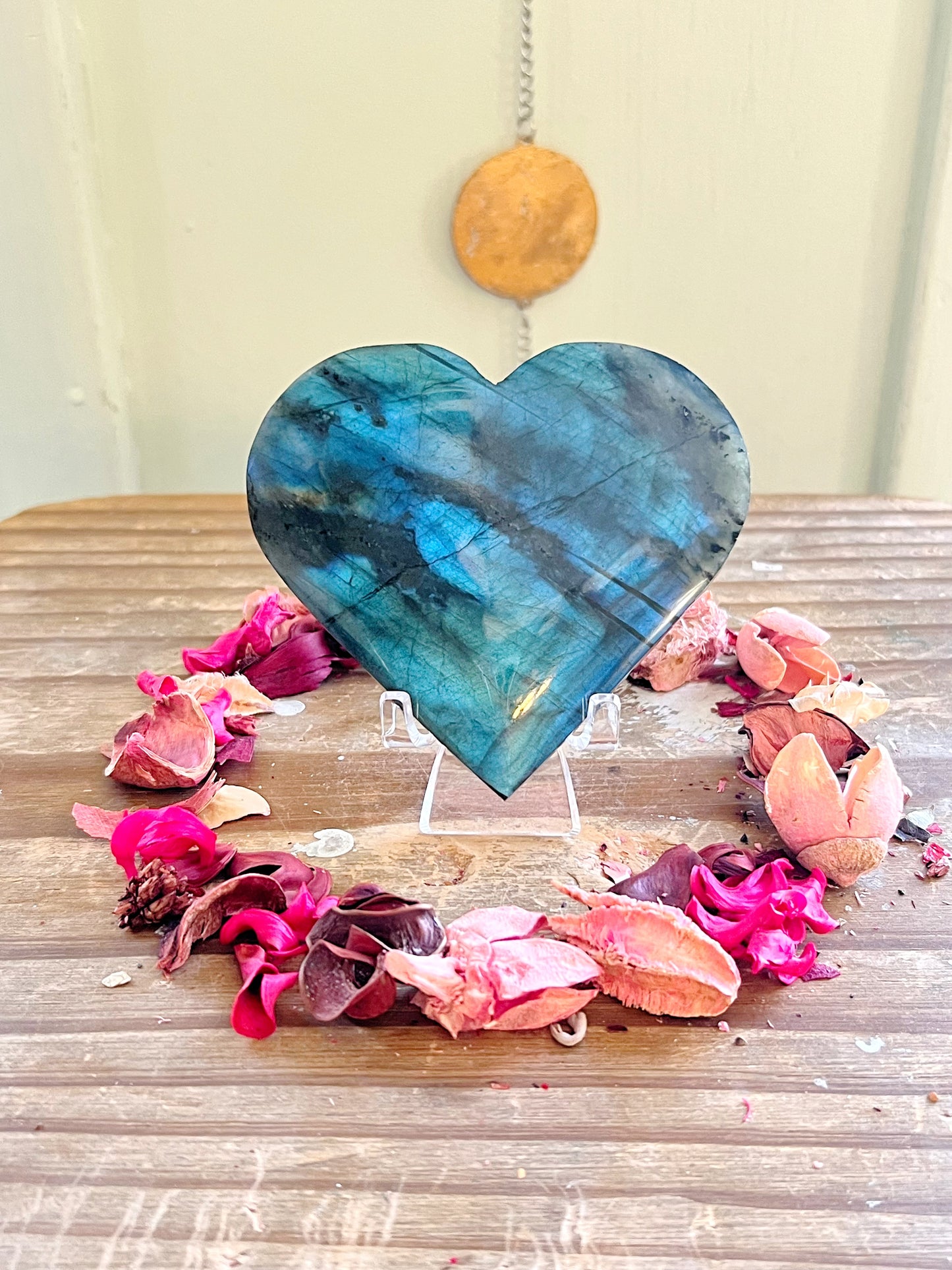 Labradorite Hearts on Stands