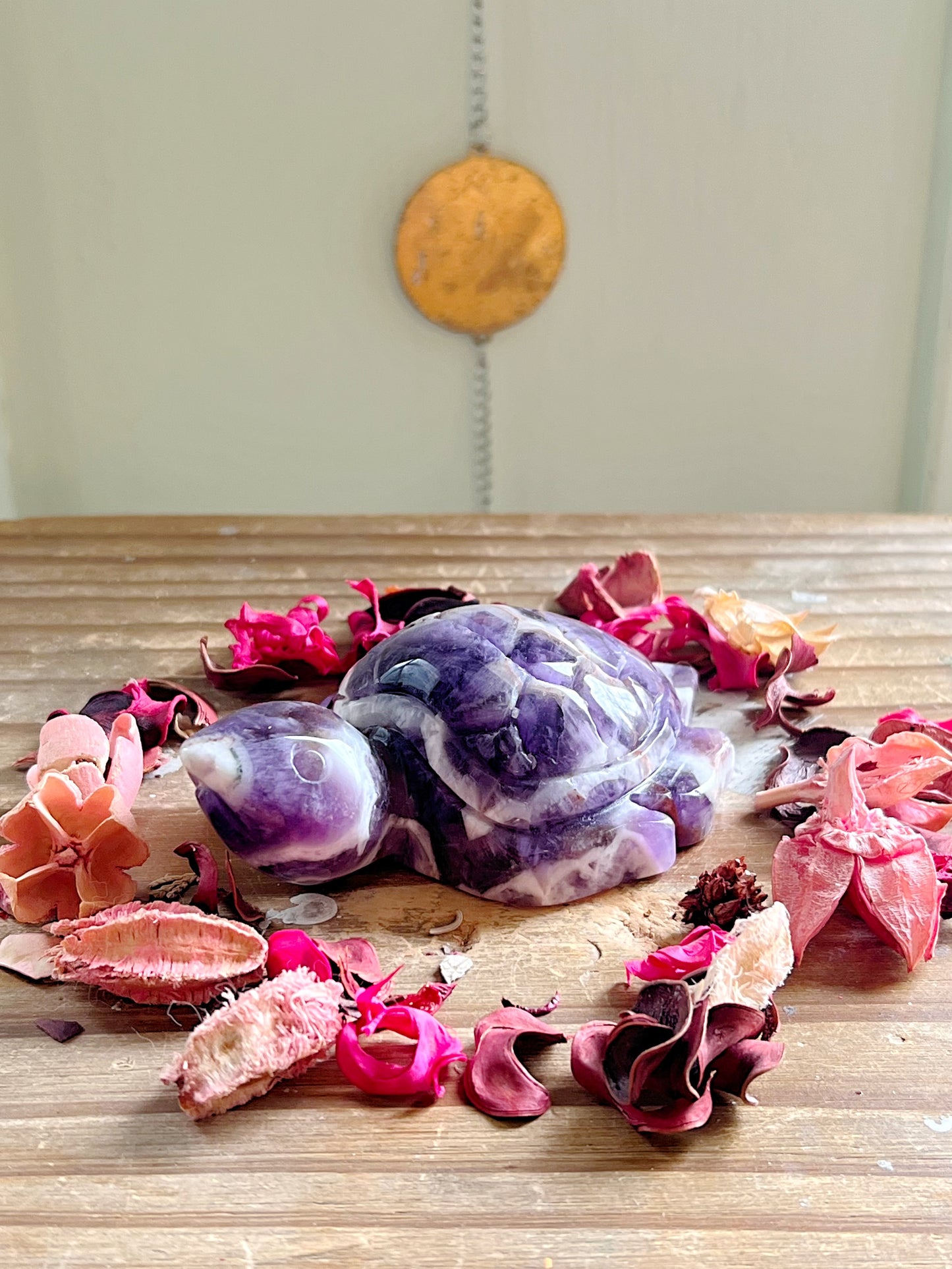Dream Amethyst Sea Turtle Carving