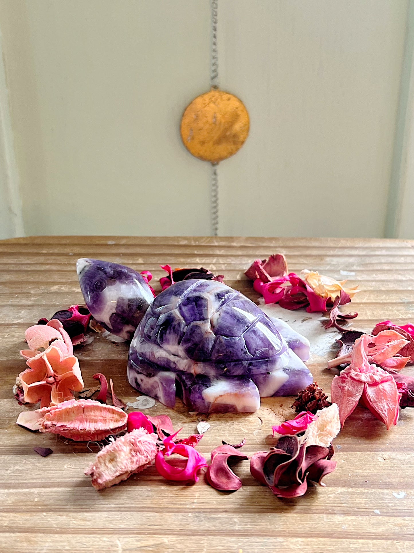 Dream Amethyst Sea Turtle Carving