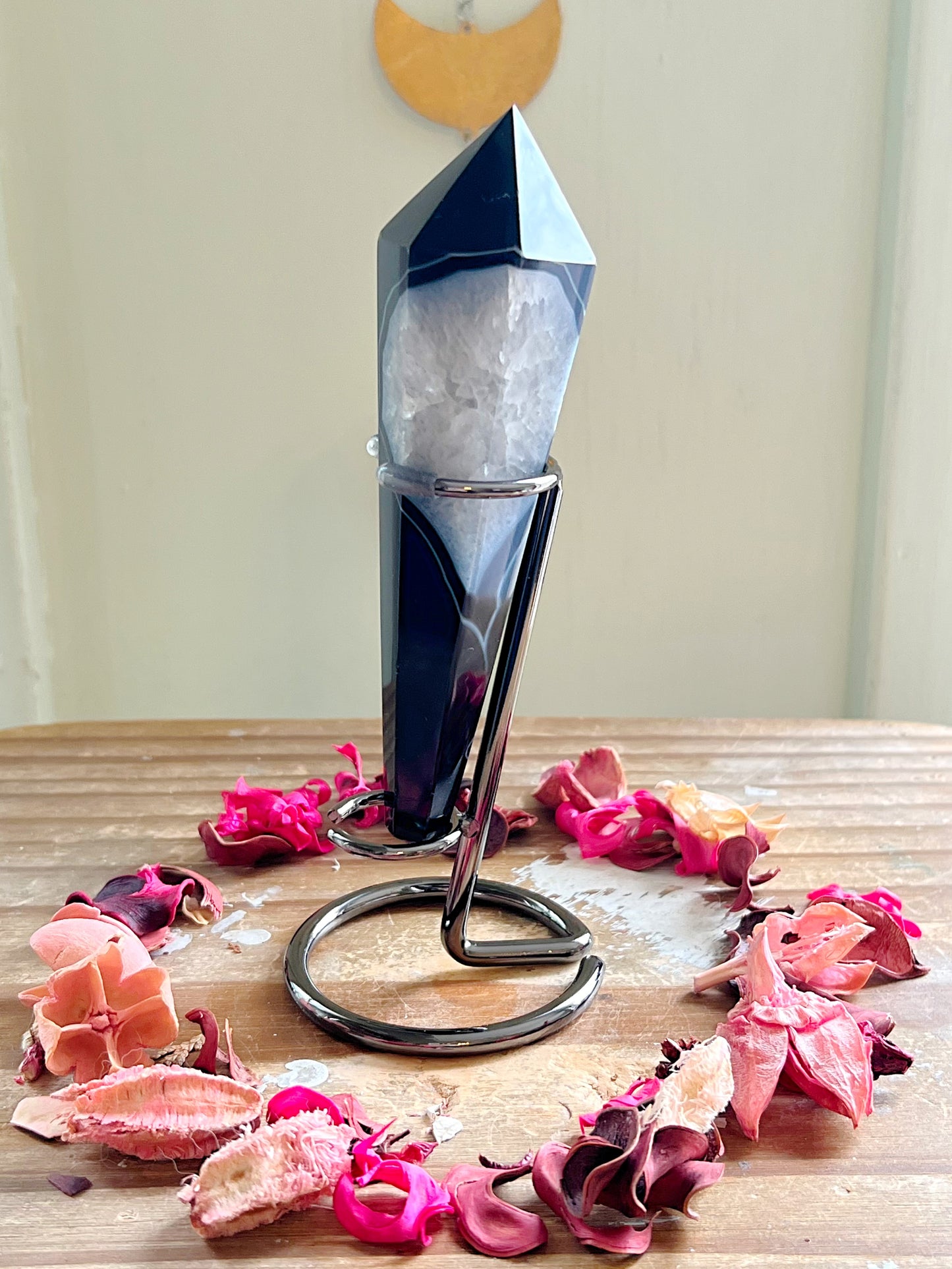 Black Agate Wands on Stands