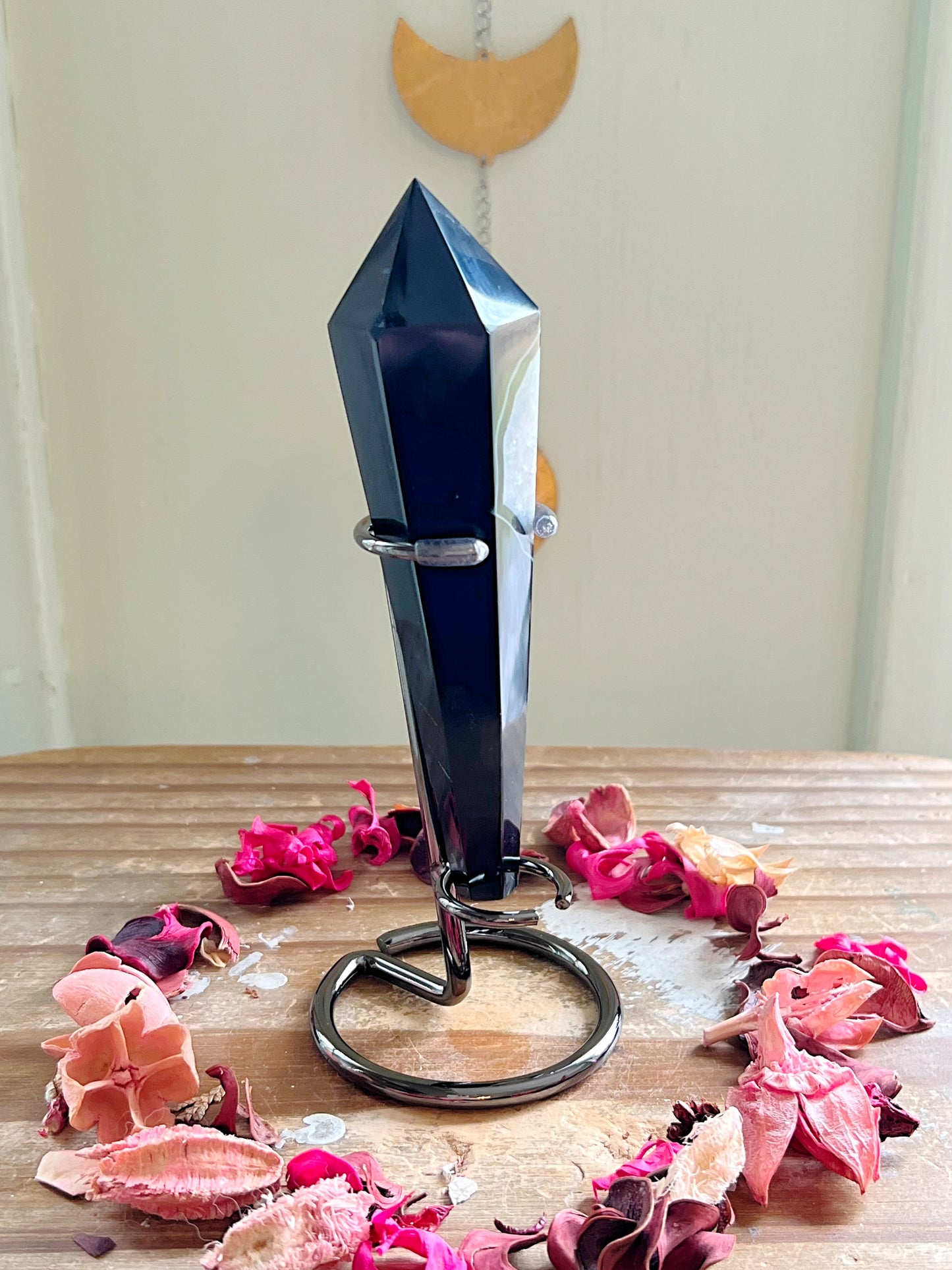 Black Agate Wands on Stands