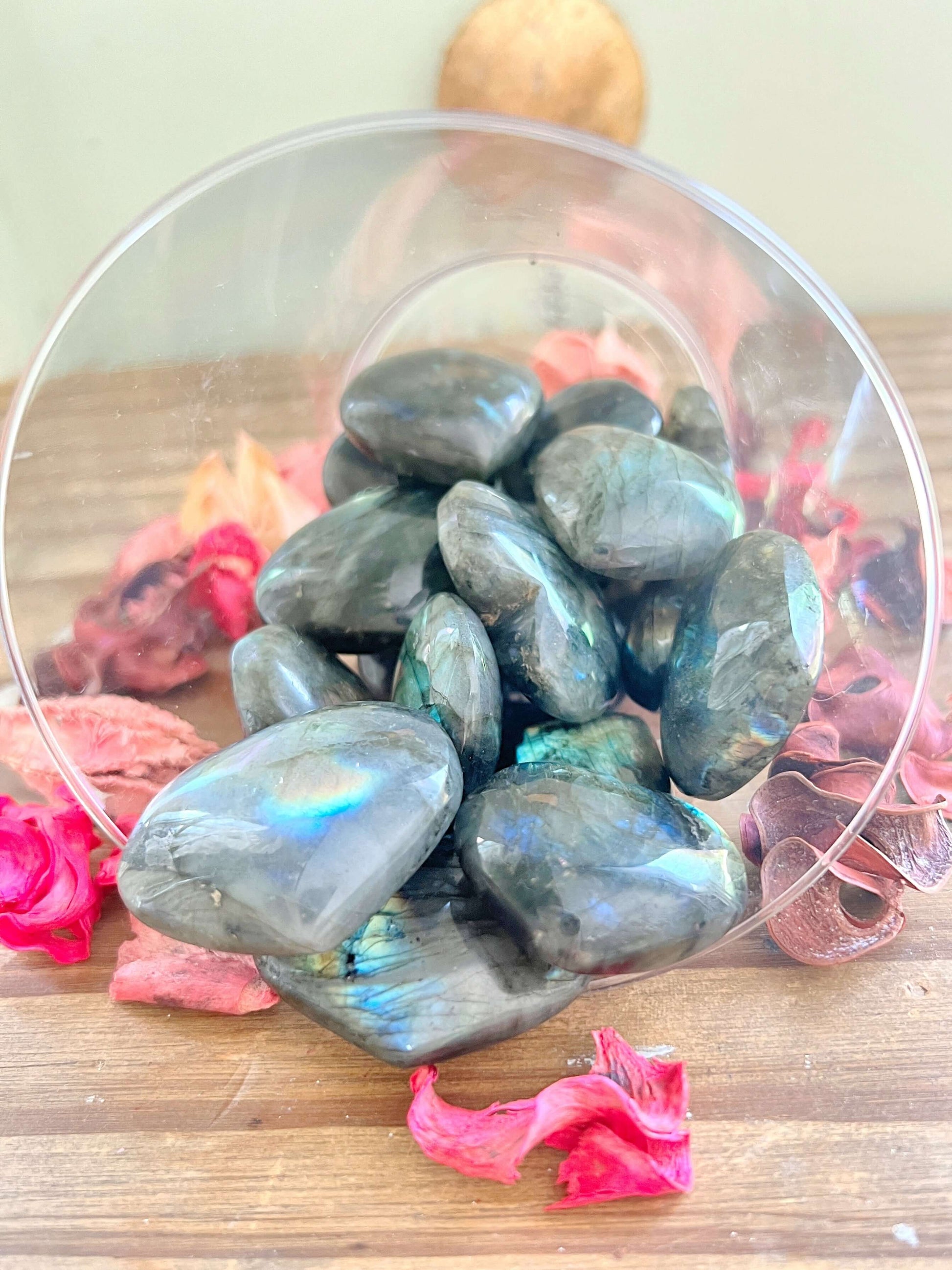 Rose and Quartz - Minis - Flashy Labradorite Hearts