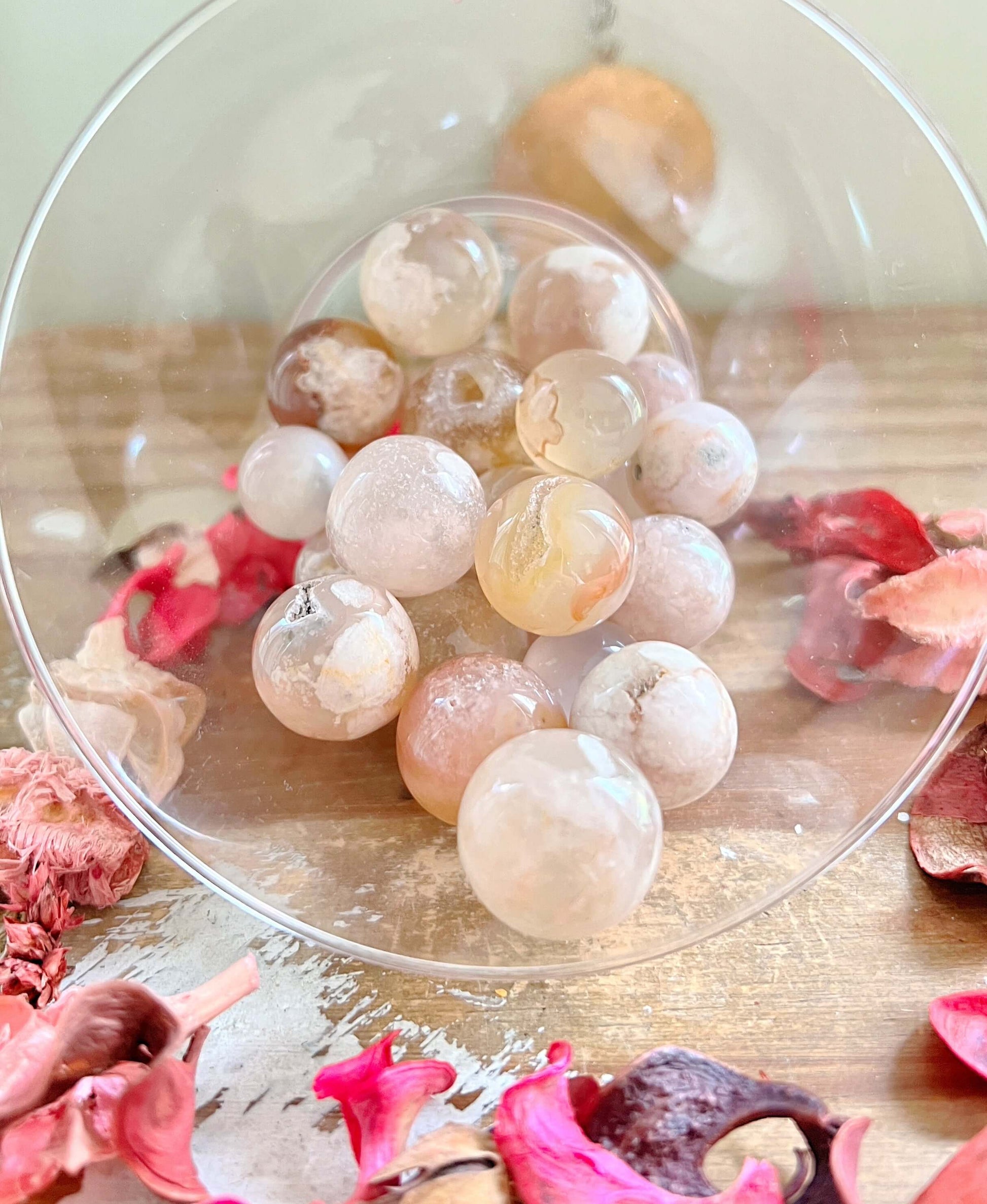 Rose and Quartz - Minis - Flower Agate Mini Spheres