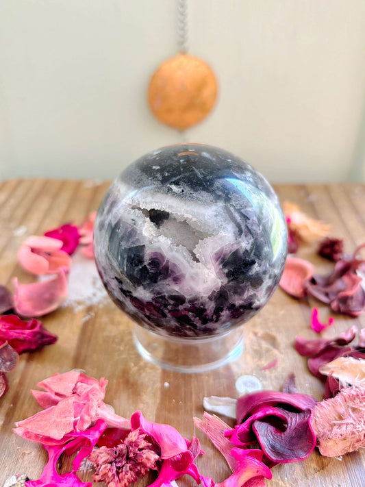 Rose and Quartz - Spheres - Large Fluorite Root Sphere