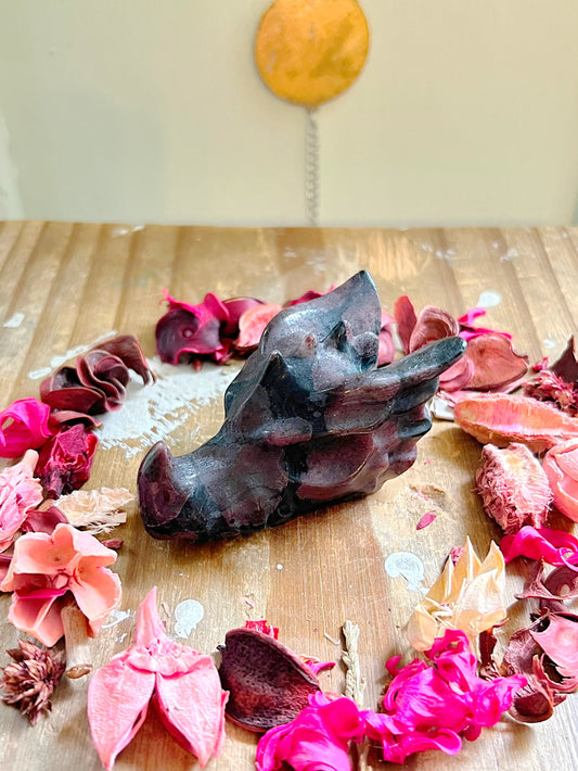 Rose and Quartz - Carvings - Garnet Dragon Head Carving