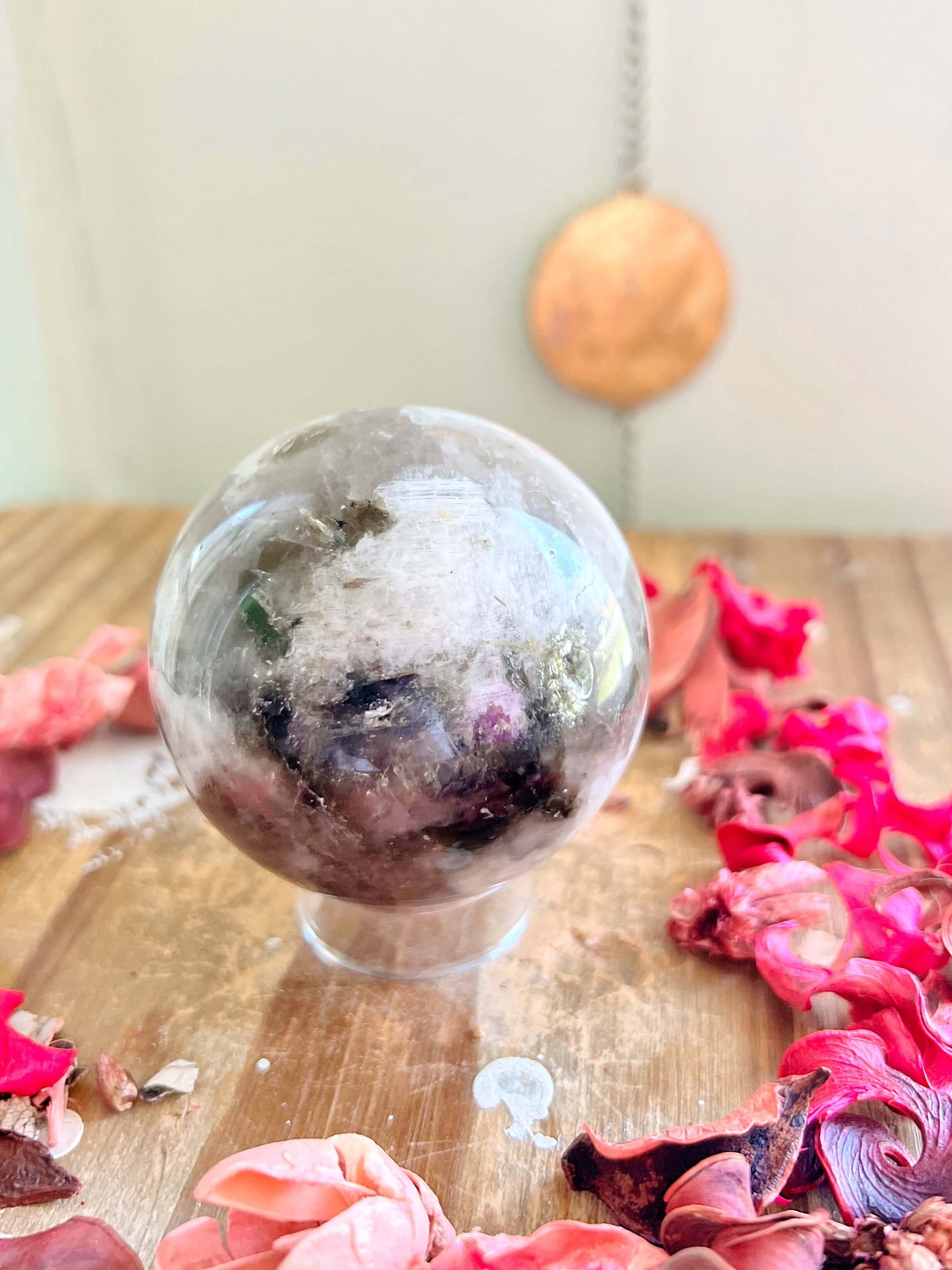 Rose and Quartz - Spheres- High-Quality Green Tourmaline Sphere