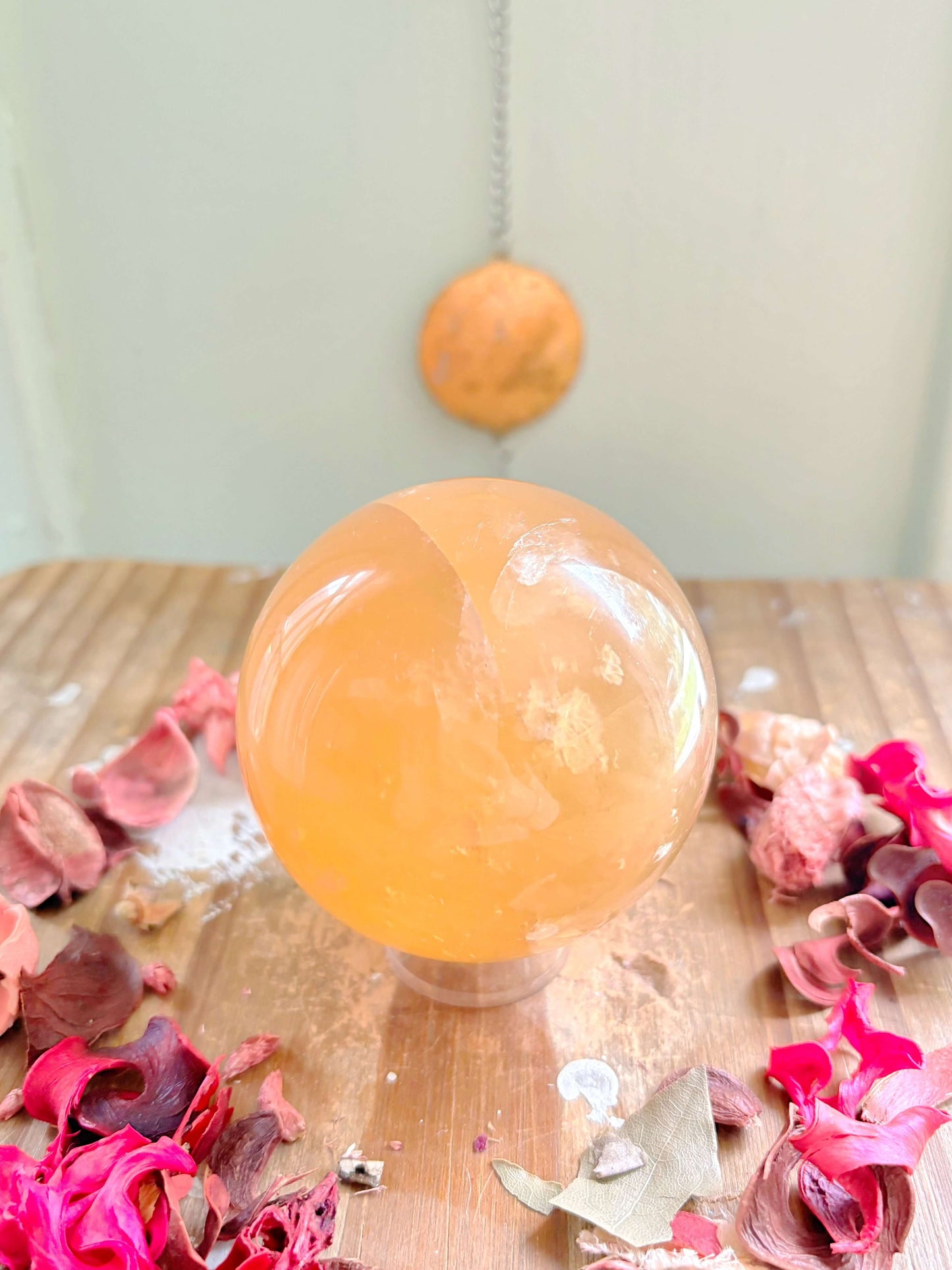 Rose and Quartz - Spheres - Large Honey Calcite Sphere