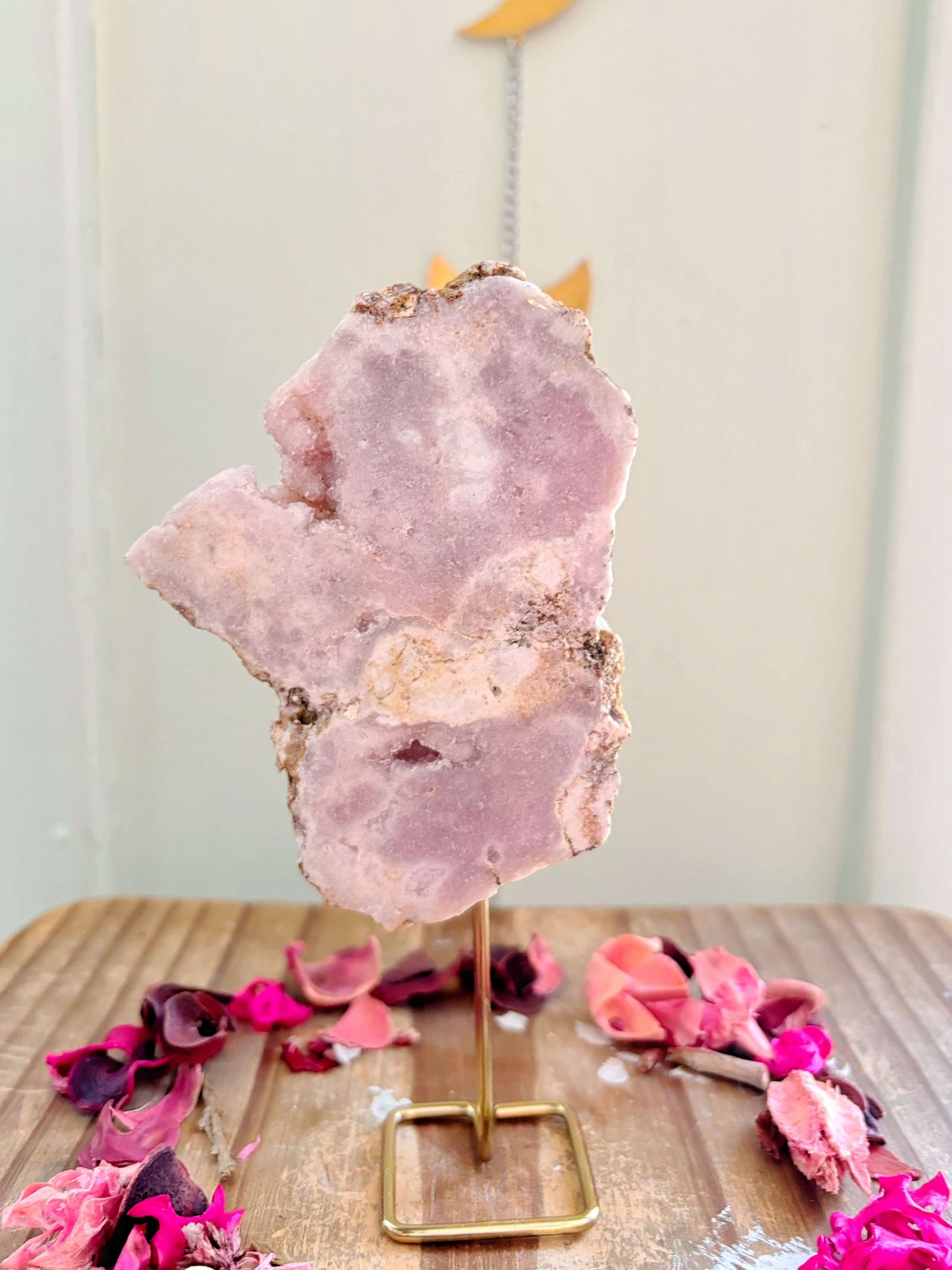 Rose and Quartz - Carvings - Large Pink Amethyst Slab on Stand