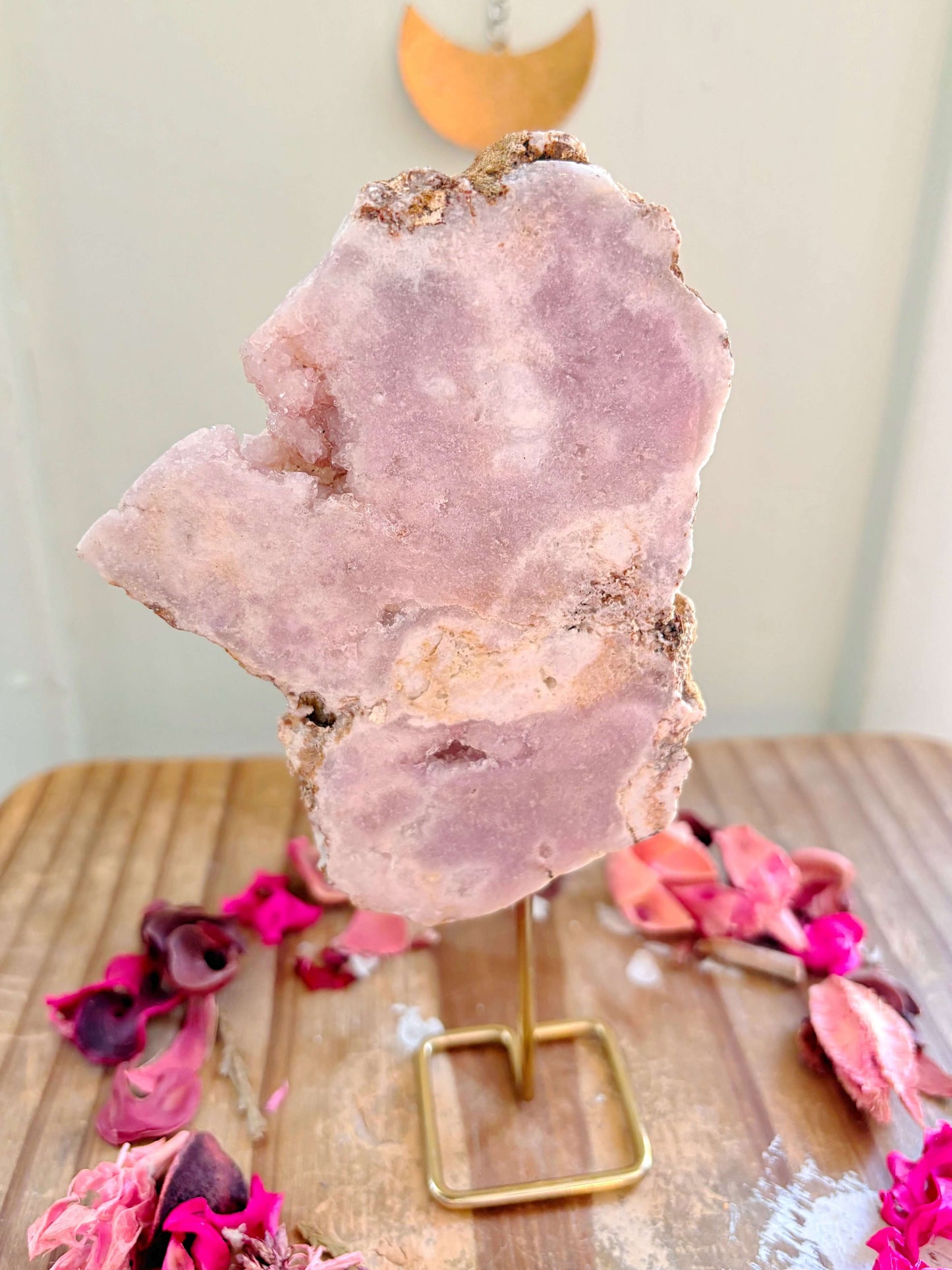 Rose and Quartz - Carvings - Large Pink Amethyst Slab on Stand