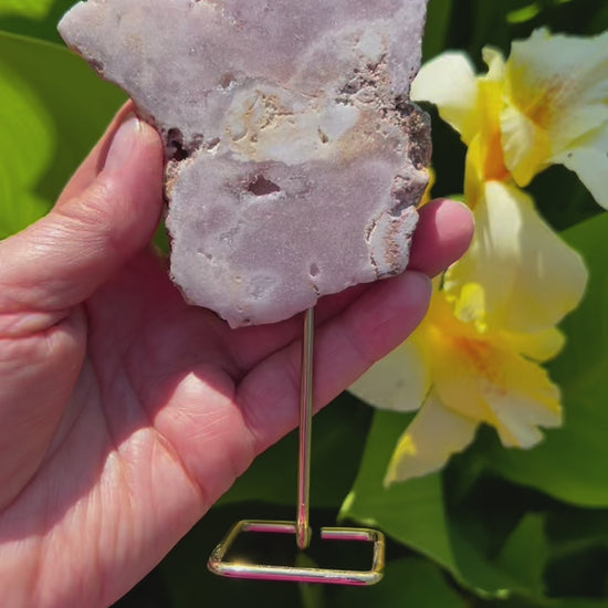 Rose and Quartz - Carvings - Large Pink Amethyst Slab on Stand