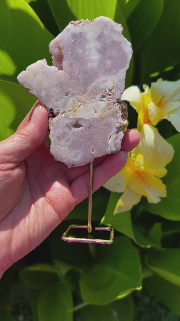 Rose and Quartz - Carvings - Large Pink Amethyst Slab on Stand