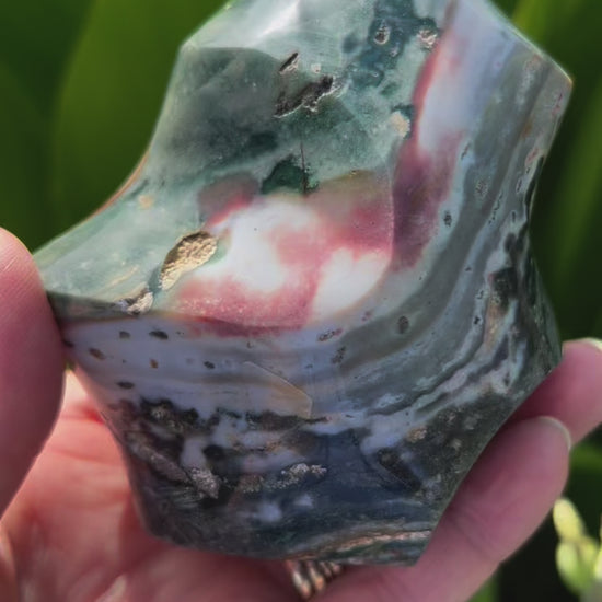 Rose and Quartz - Flames - Large Ocean Jasper Flame