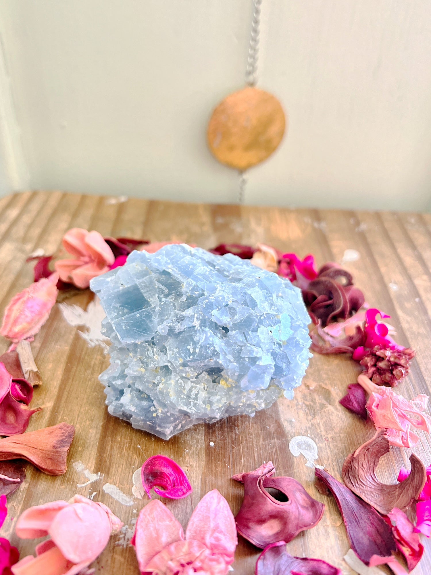 Rose and Quartz - Raw Crystals - Raw Blue Optical Calcite Specimen