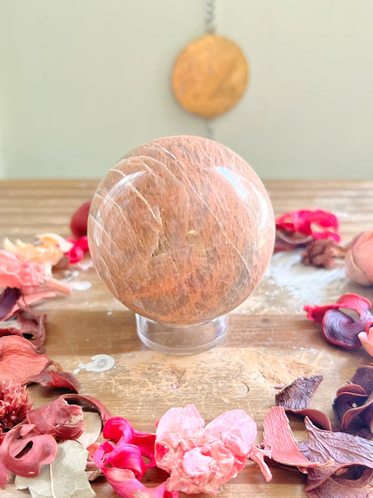 Rose and Quartz - Spheres - Peach Moonstone Sphere