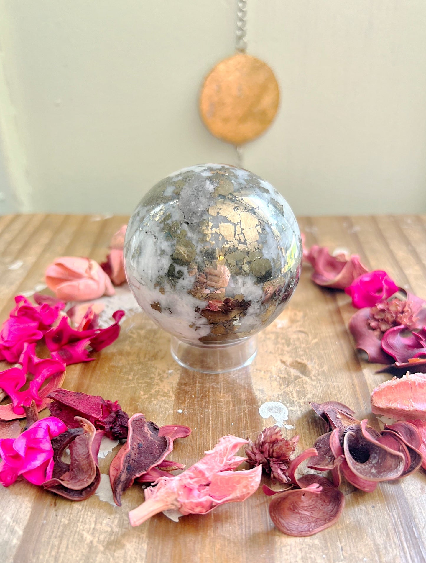 Rose and Quartz - Spheres - Pyrite X Quartz Sphere