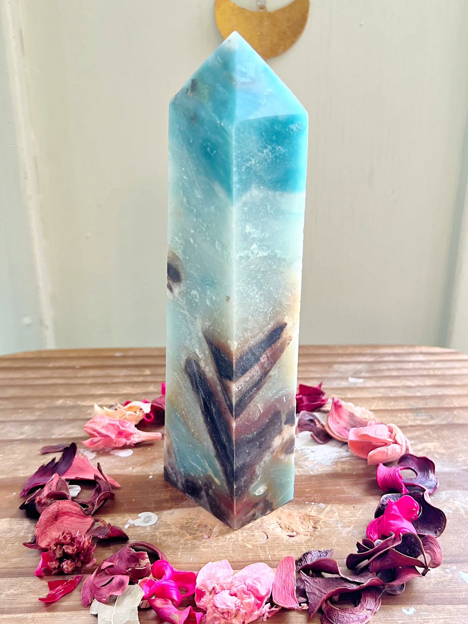 Rose and Quartz - Towers - Large Caribbean Calcite Tower with BONUS MINI TOWER